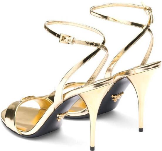 Prada 100mm brushed-finish sandals Gold