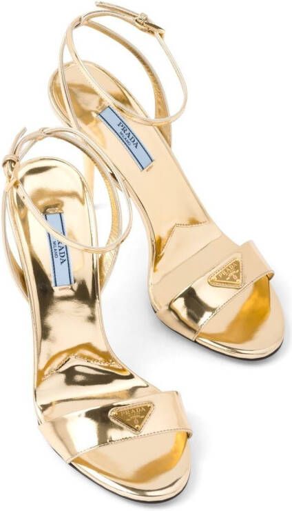 Prada 100mm brushed-finish sandals Gold