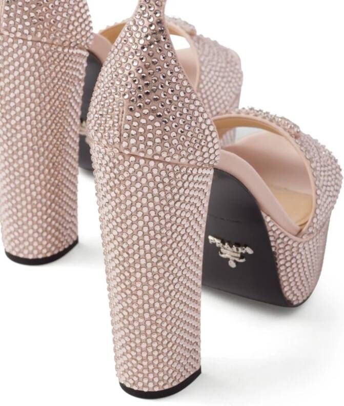 Prada 135mm crystal-studded platform sandals Pink