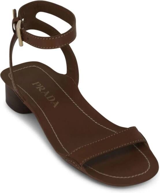 Prada 35mm buckled leather sandals Brown
