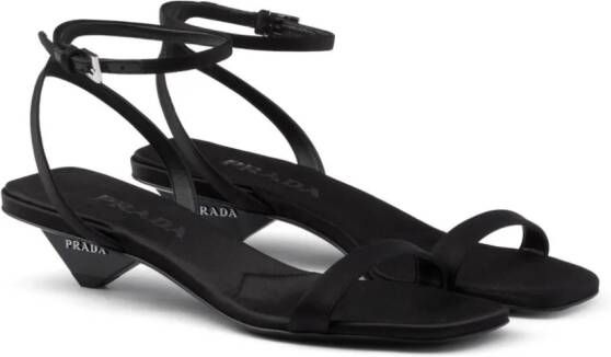 Prada 35mm triangle-heel satin sandals Black