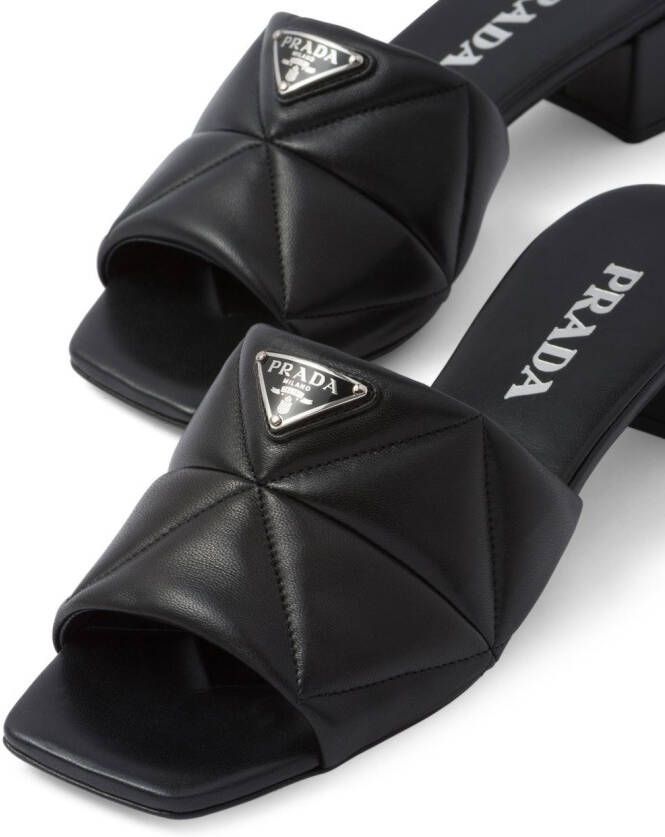 Prada 45mm triangle-logo leather sandals Black