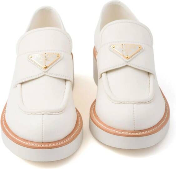 Prada 50mm triangle-logo leather loafers White