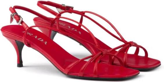 Prada 55mm leather sandals Red