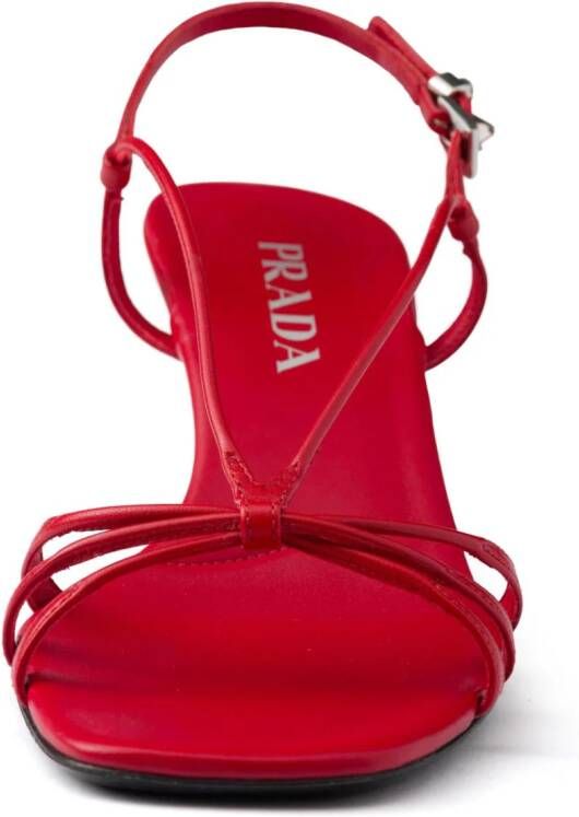 Prada 55mm leather sandals Red