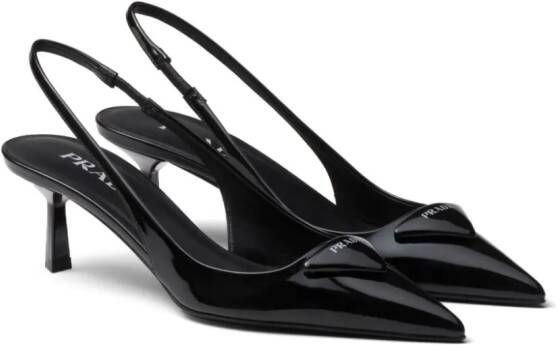 Prada 55mm patent-leather slingback pumps Black