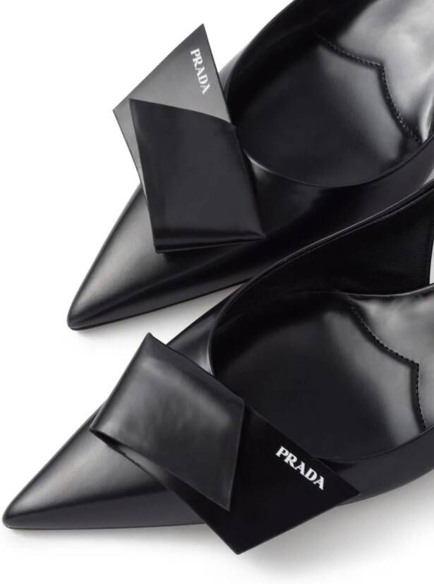 Prada 60mm fold-detail leather pumps Black