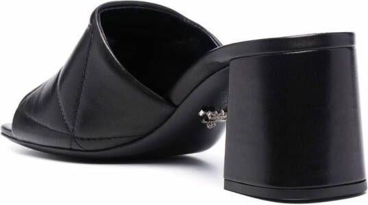 Prada 65mm logo-detail quilted leather mules Black