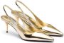 Prada 65mm metallic slingback leather pumps Gold - Thumbnail 2