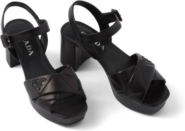 Prada 65mm quilted leather sandals Black