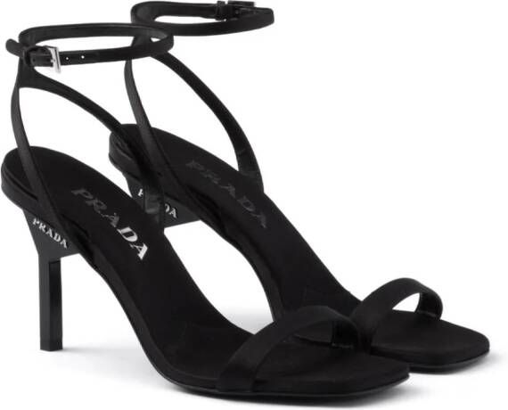 Prada 85mm geometric-heel satin sandals Black