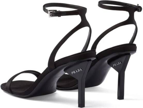 Prada 85mm geometric-heel satin sandals Black