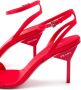 Prada 85mm geometric-heel satin sandals Red - Thumbnail 5