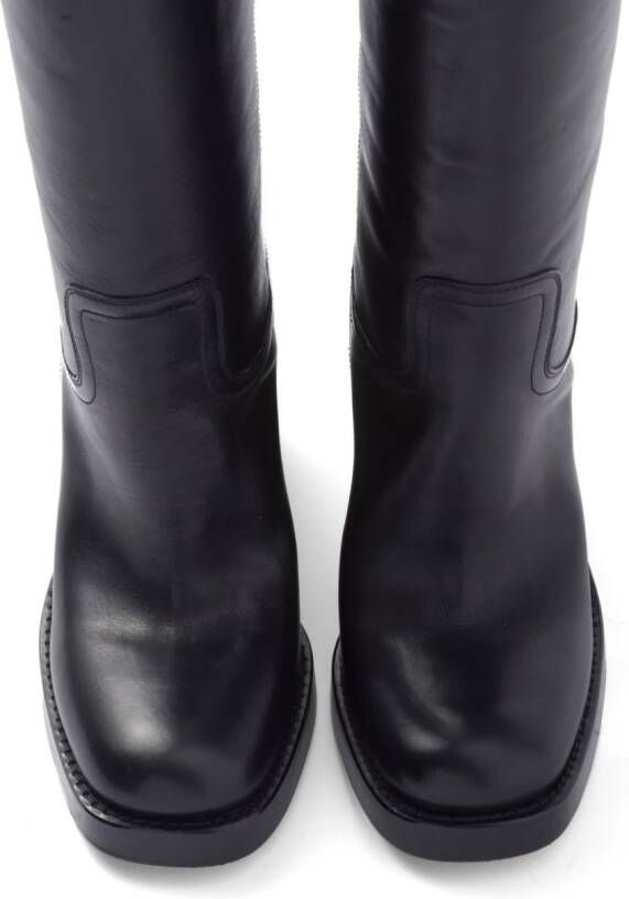 Prada 90mm knee-high leather boots Black