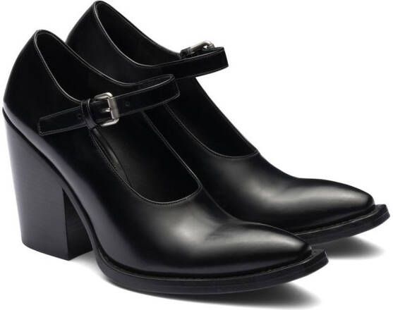 Prada 95mm brushed leather pumps Black