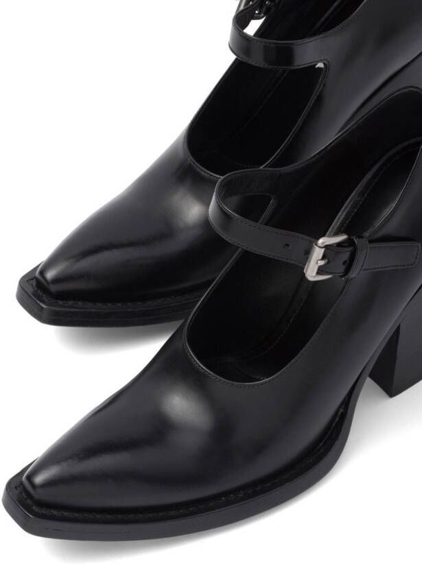 Prada 95mm brushed leather pumps Black