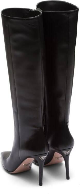 Prada 95mm knee-high nappa leather boots Black