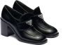 Prada block-heel brushed-leather loafers Black - Thumbnail 2