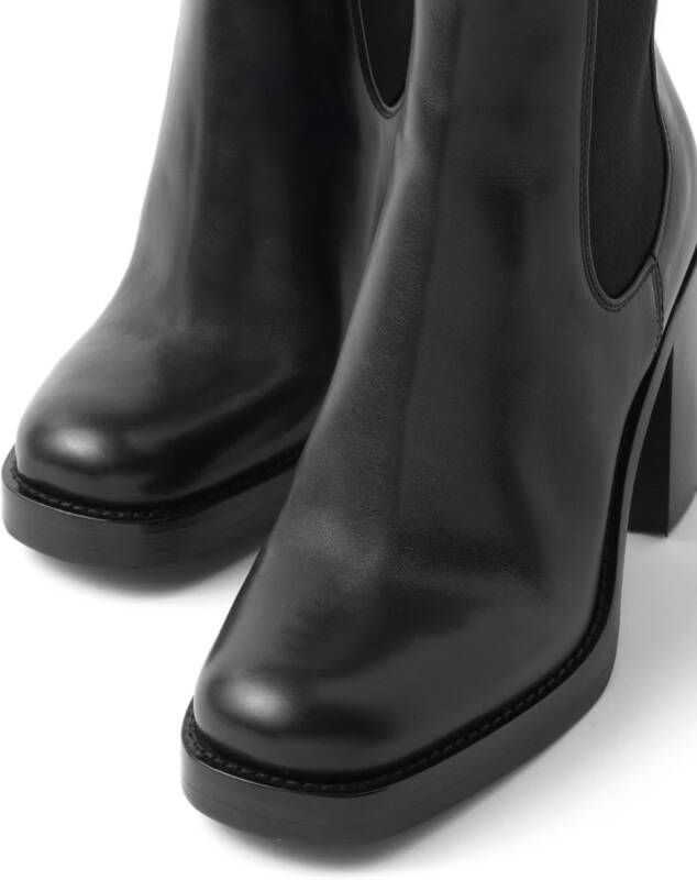 Prada brushed leather 85mm ankle boots Black