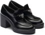 Prada brushed leather 85mm heeled loafers Black - Thumbnail 2