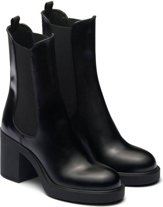 Prada Brushed-Leather 85mm leather boots Black