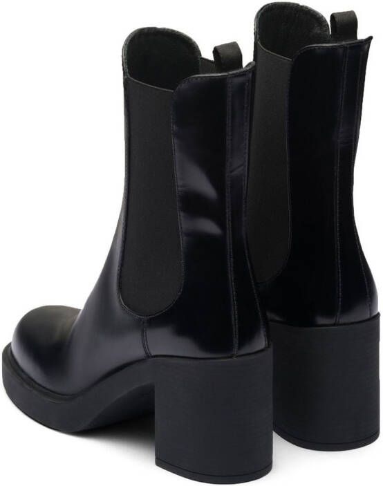 Prada Brushed-Leather 85mm leather boots Black