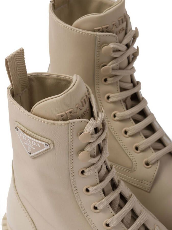 Prada brushed leather lace-up boots Neutrals