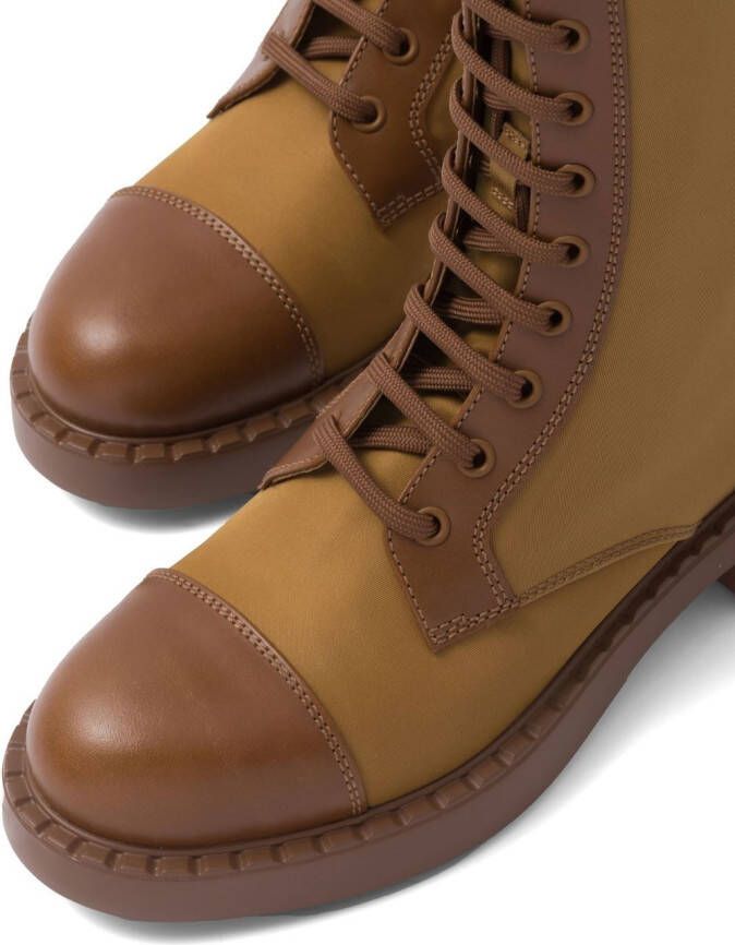 Prada brushed leather lace-up boots Brown