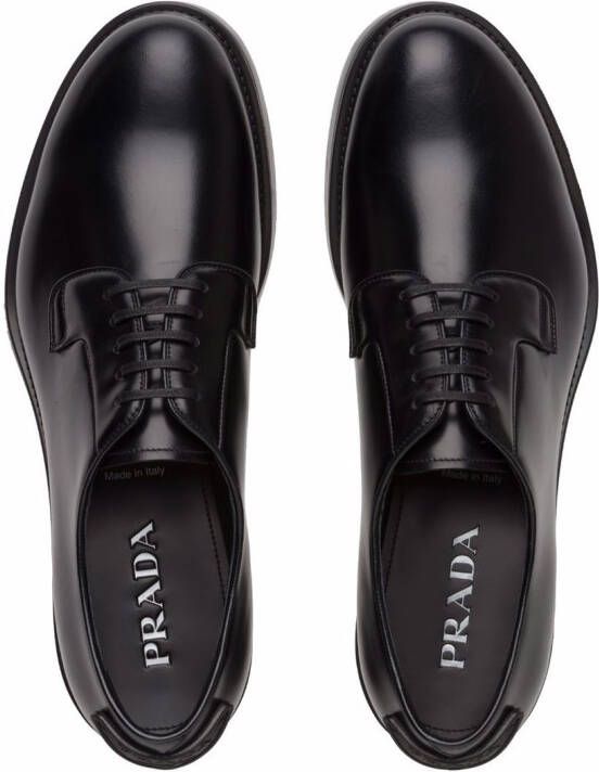Prada brushed-leather lace-up shoes Black