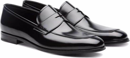Prada brushed-leather loafers Black
