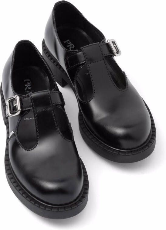 Prada brushed-leather Mary Jane shoes Black