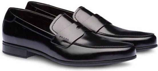 Prada brushed leather penny loafers Black
