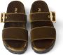 Prada buckled velvet sandals Brown - Thumbnail 4