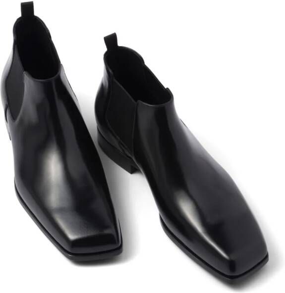 Prada Chelsea brushed-leather boots Black