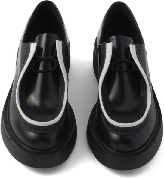Prada contrast-trim leather lace-up shoes Black