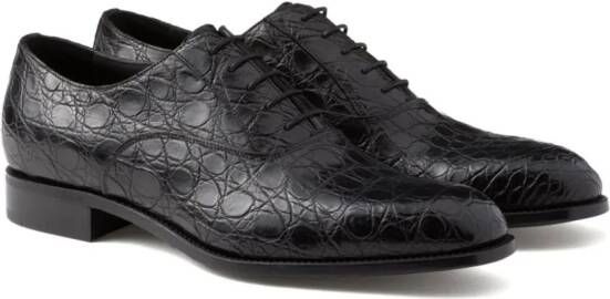 Prada crocodile-effect leather Oxford shoes Black