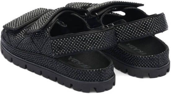 Prada crystal-embellished sandals Black