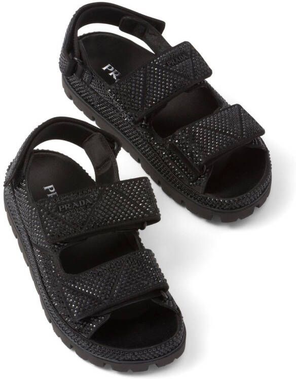 Prada crystal-embellished sandals Black