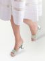 Prada crystal-studded high-heeled satin slides Green - Thumbnail 5
