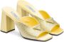 Prada crystal-studded high-heeled satin slides Yellow - Thumbnail 2