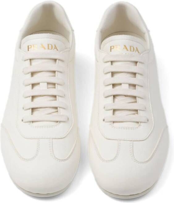 Prada Deer low-top leather sneakers Neutrals