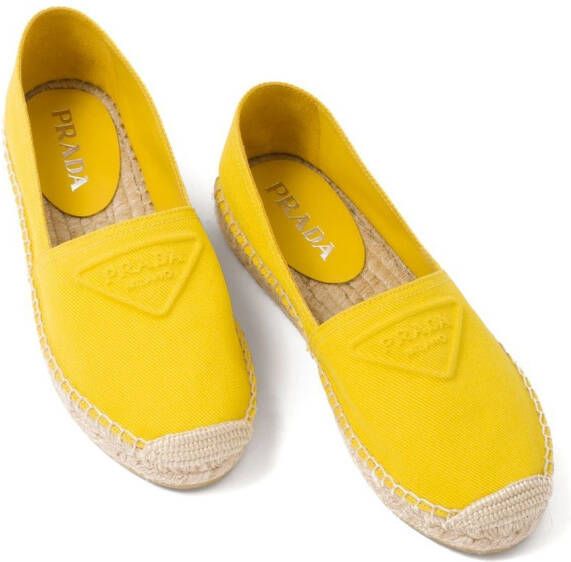 Prada embossed-logo cotton espadrilles Yellow