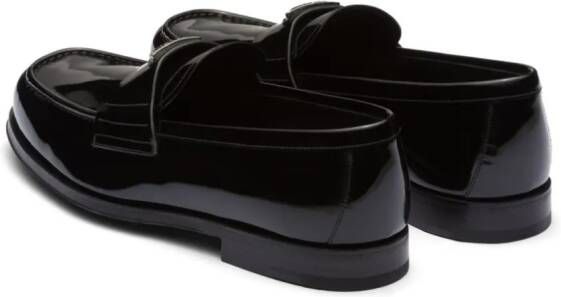 Prada enamel triangle-logo leather loafers Black
