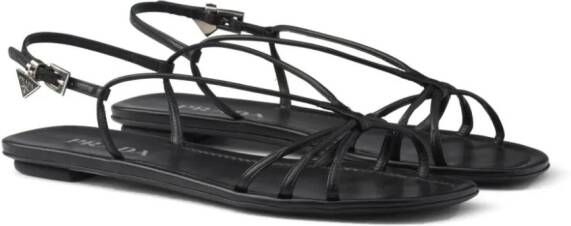 Prada flat leather sandals Black