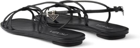 Prada flat leather sandals Black