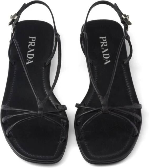 Prada flat leather sandals Black