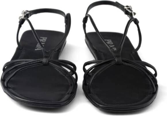Prada flat leather sandals Black