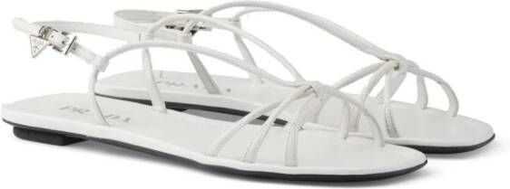 Prada flat leather sandals White