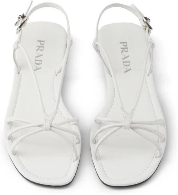 Prada flat leather sandals White