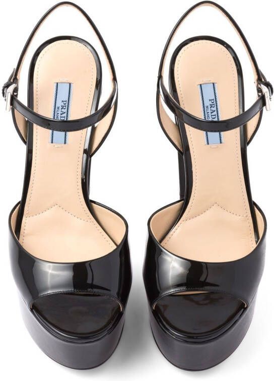 Prada high-heeled patent leather sandals Black